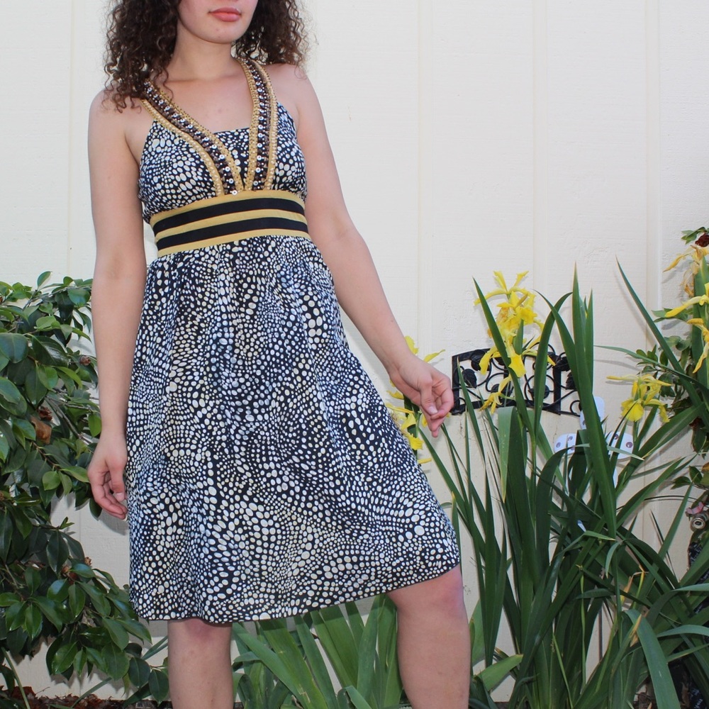 Unique KENAR Beaded Cross Strap Midi Dress 👗🐆